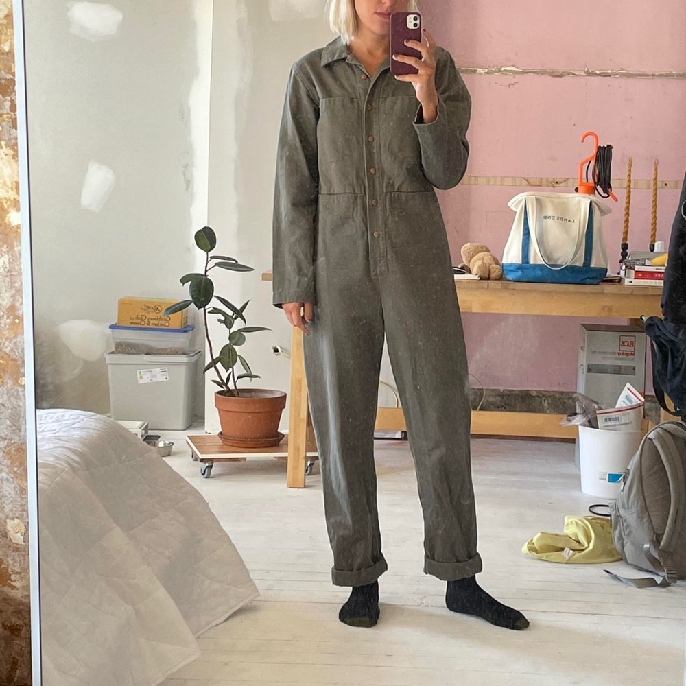 Ilana Kohn Tia Long Sleeve Overall Coveralls Dark Sage Green 14